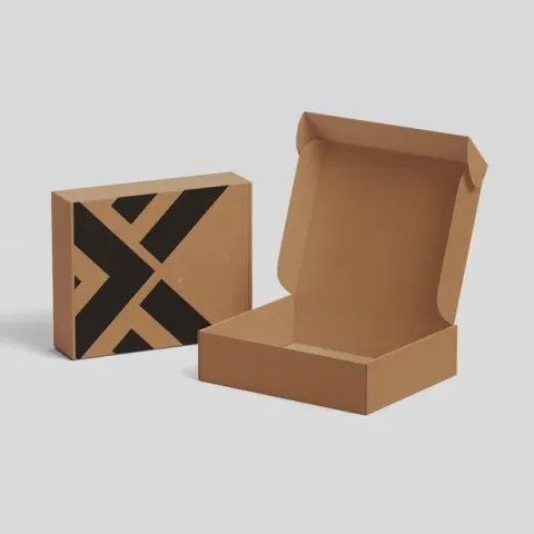 Black ink on a kraft box